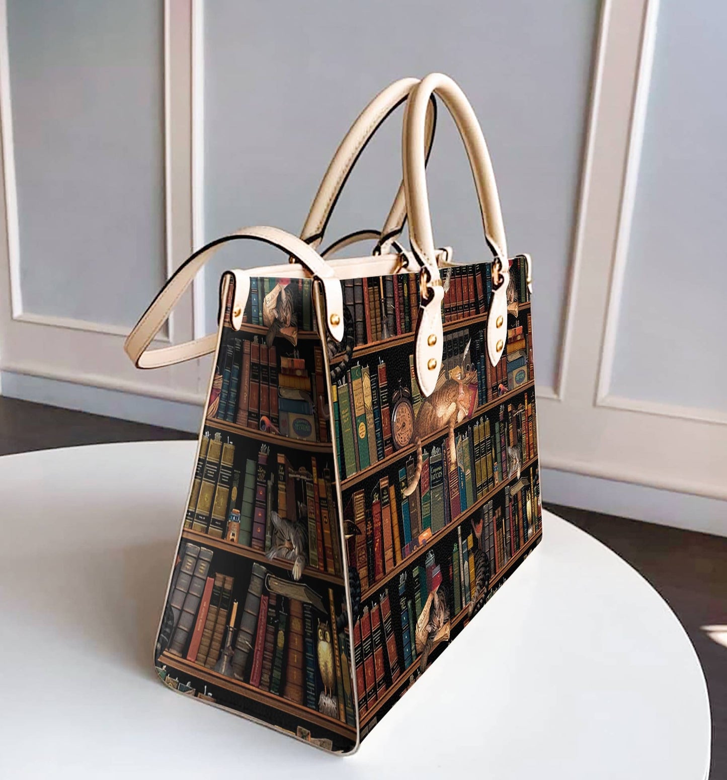 Cat Leather Bag Shineful With Books Ver3 Lk8