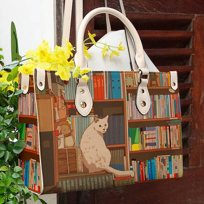 Cat Leather Bag Shineful With Books Ver4 Lk8 Creamy White