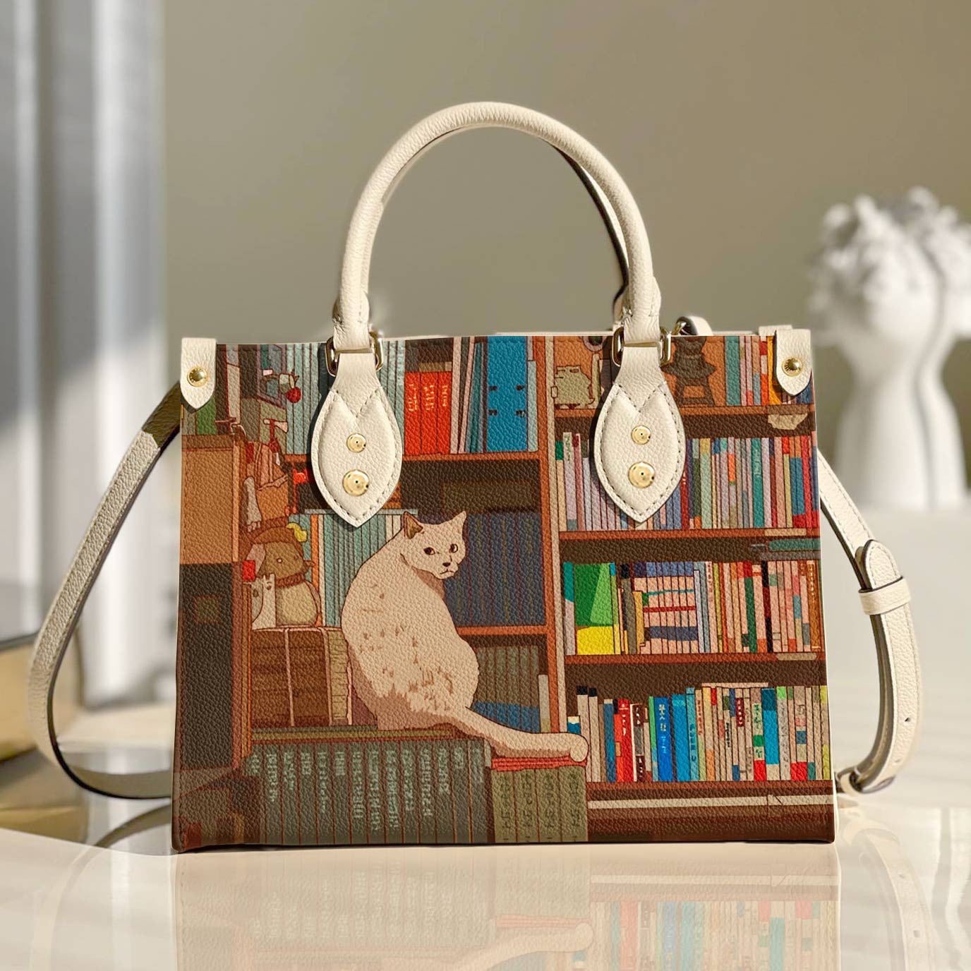 Cat Leather Bag Shineful With Books Ver4 Lk8