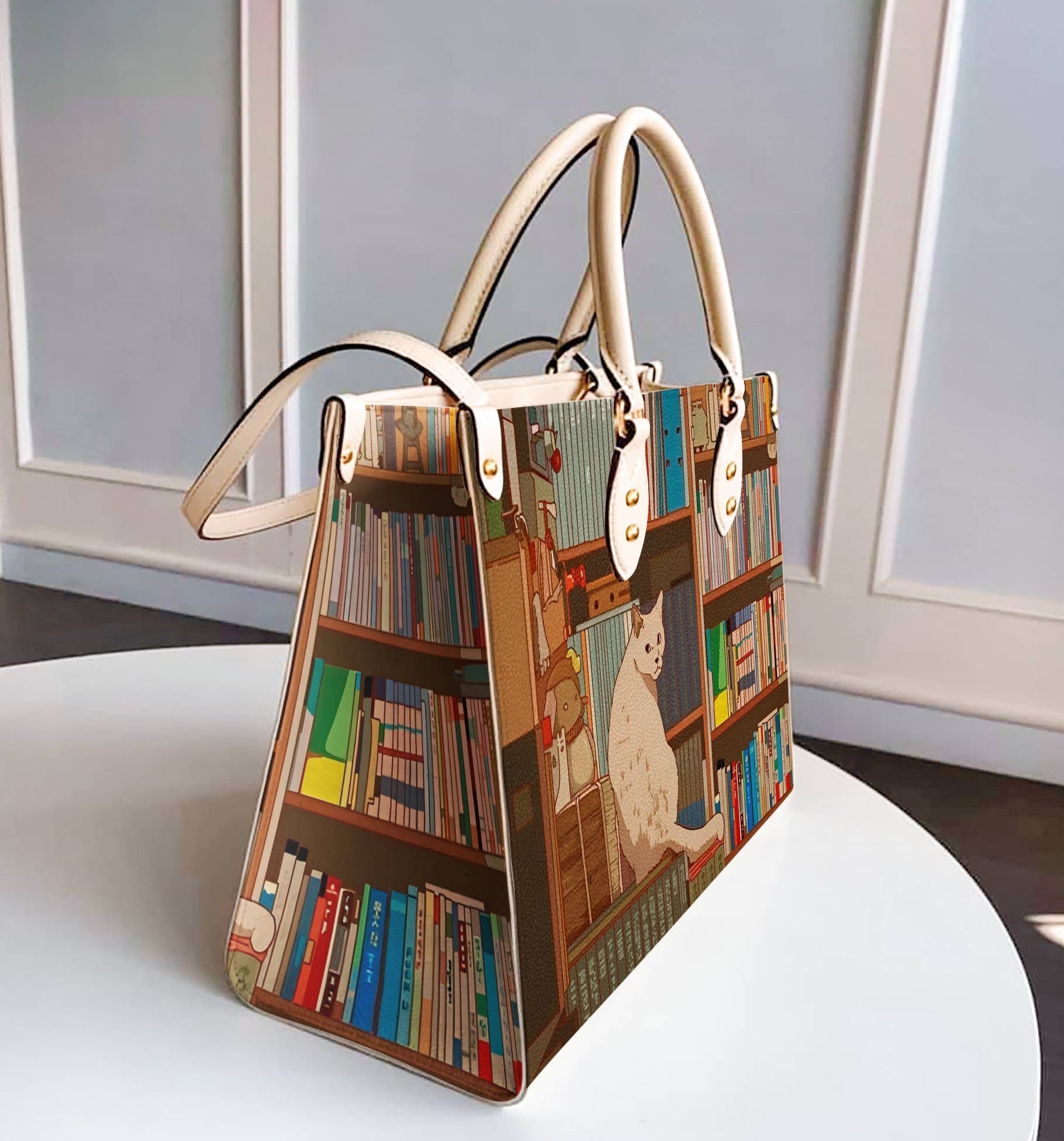 Cat Leather Bag Shineful With Books Ver4 Lk8