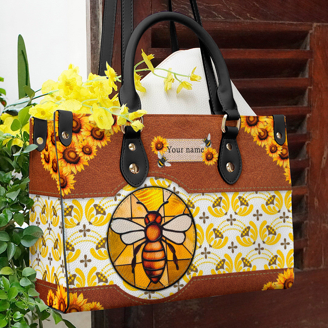 Sac en cuir brillant Bee Sunflower Sac en cuir Shineful Bee Sunshine