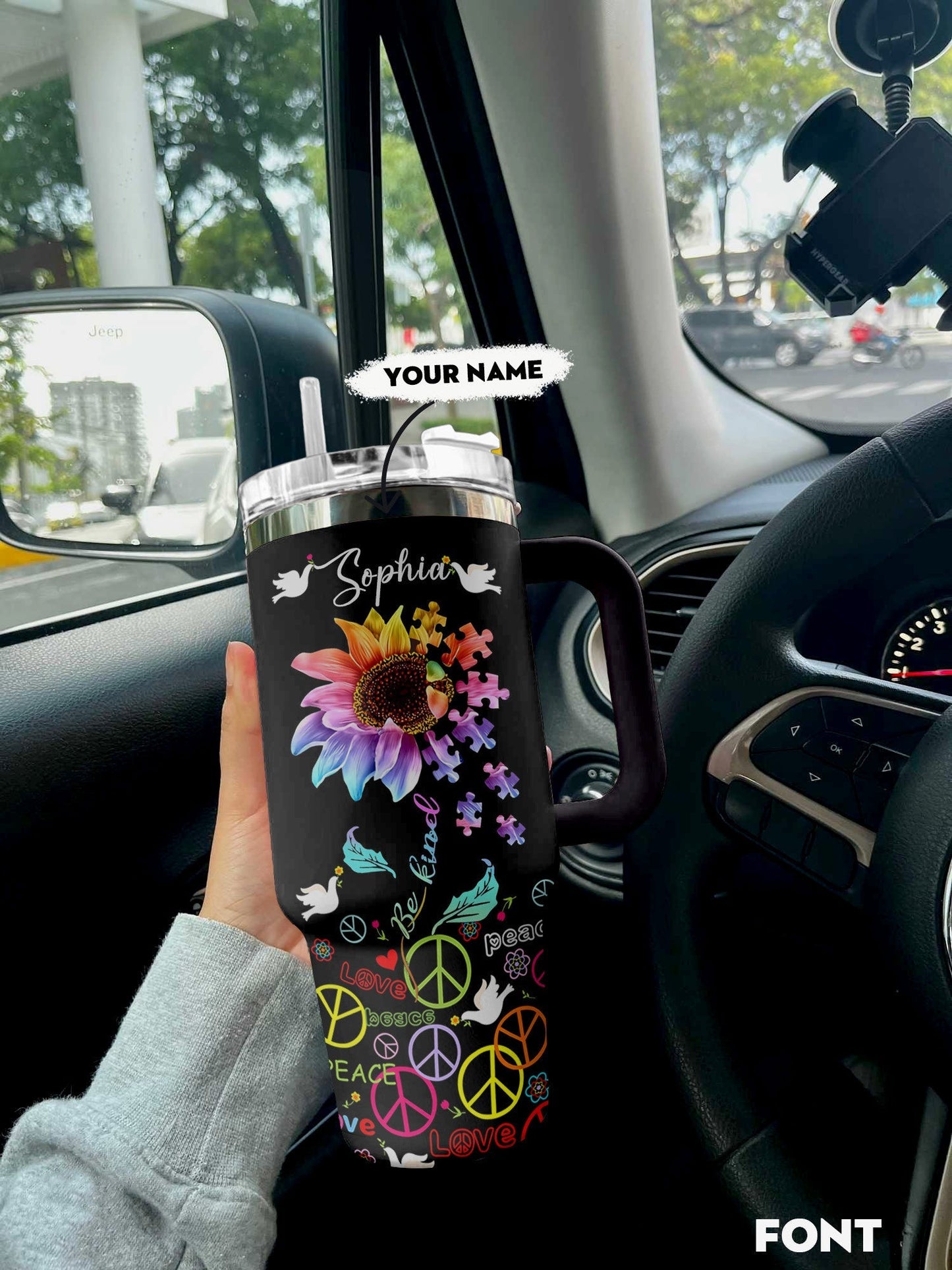 Hippie Personalize Shineful™ Tumbler Be Kind Mn8