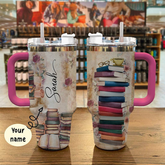 40 Oz Reading Personalized Shineful™ Tumbler Floral Book Lk8 40Oz