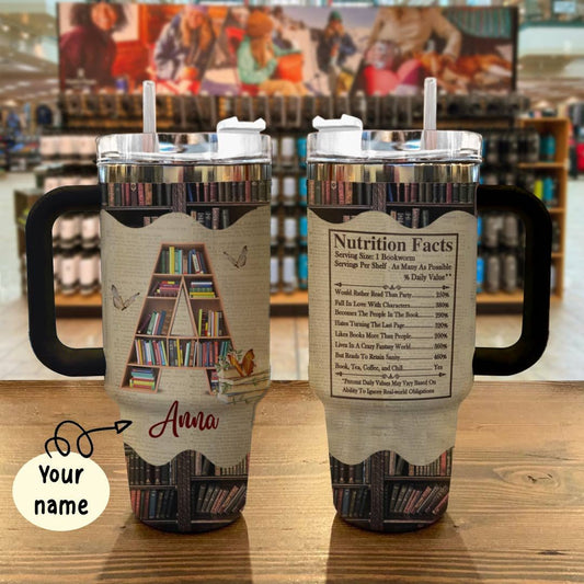 40 Oz Reading Personalized Shineful™ Tumbler Alphabeth Bookself Lk8 40Oz