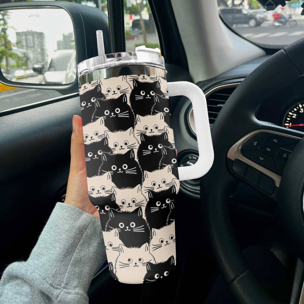 40 Oz Cat Shineful™ Tumbler Cute Fat Cats Tl10 40Oz