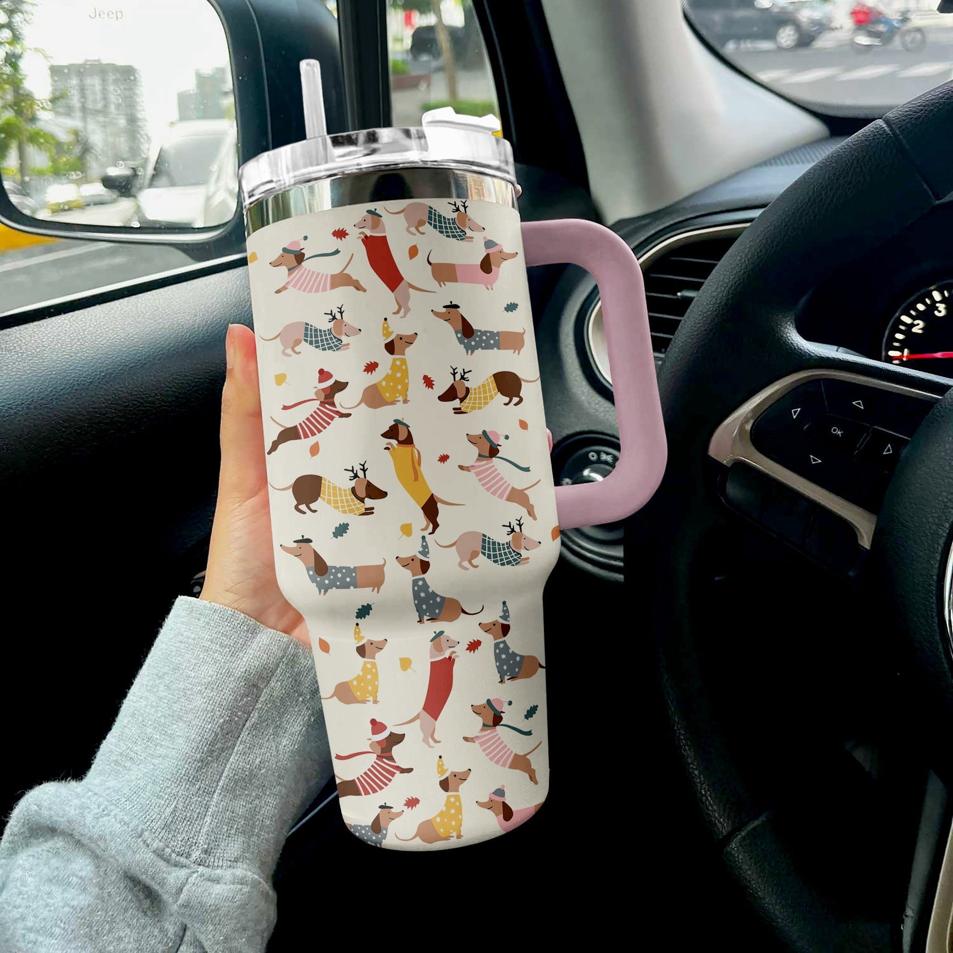 Dachshund Shineful™ Tumbler Dynamic Mn8 40 Oz / Light Pink