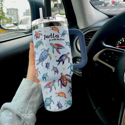 Sea Turtle 40 Oz Shineful™ Tumbler Go With The Flow Mn8 Navy 40Oz