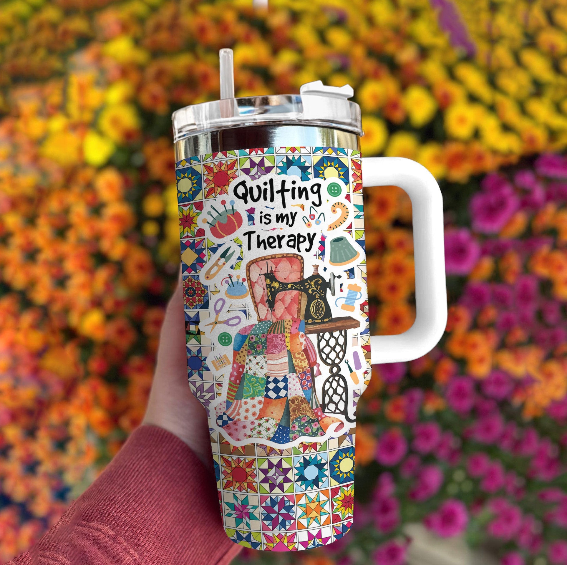 Quilting Shineful™ 40Oz Tumbler Is My Therapy Nl09 White