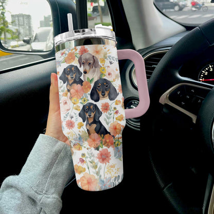 Dachshund 40 Oz Shineful™ Tumbler & Wild Flower Nl09 Pink 40Oz