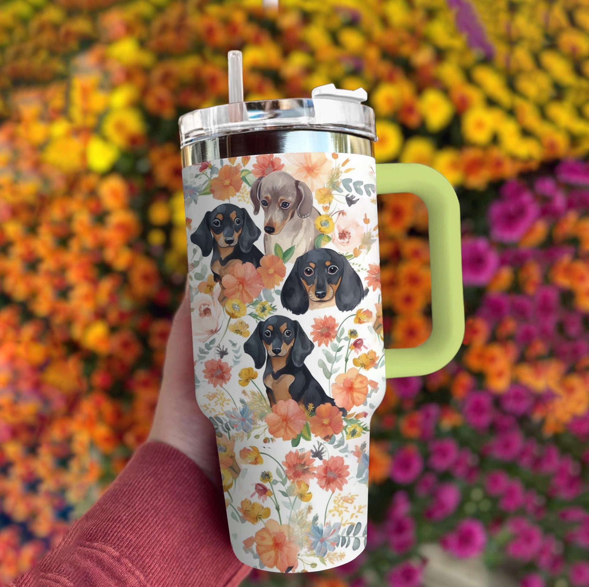 Dachshund 40 Oz Shineful™ Tumbler & Wild Flower Nl09 Green 40Oz