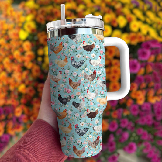 Chicken 40 Oz Shineful™ Tumbler Pretty Floral Tl10 40Oz