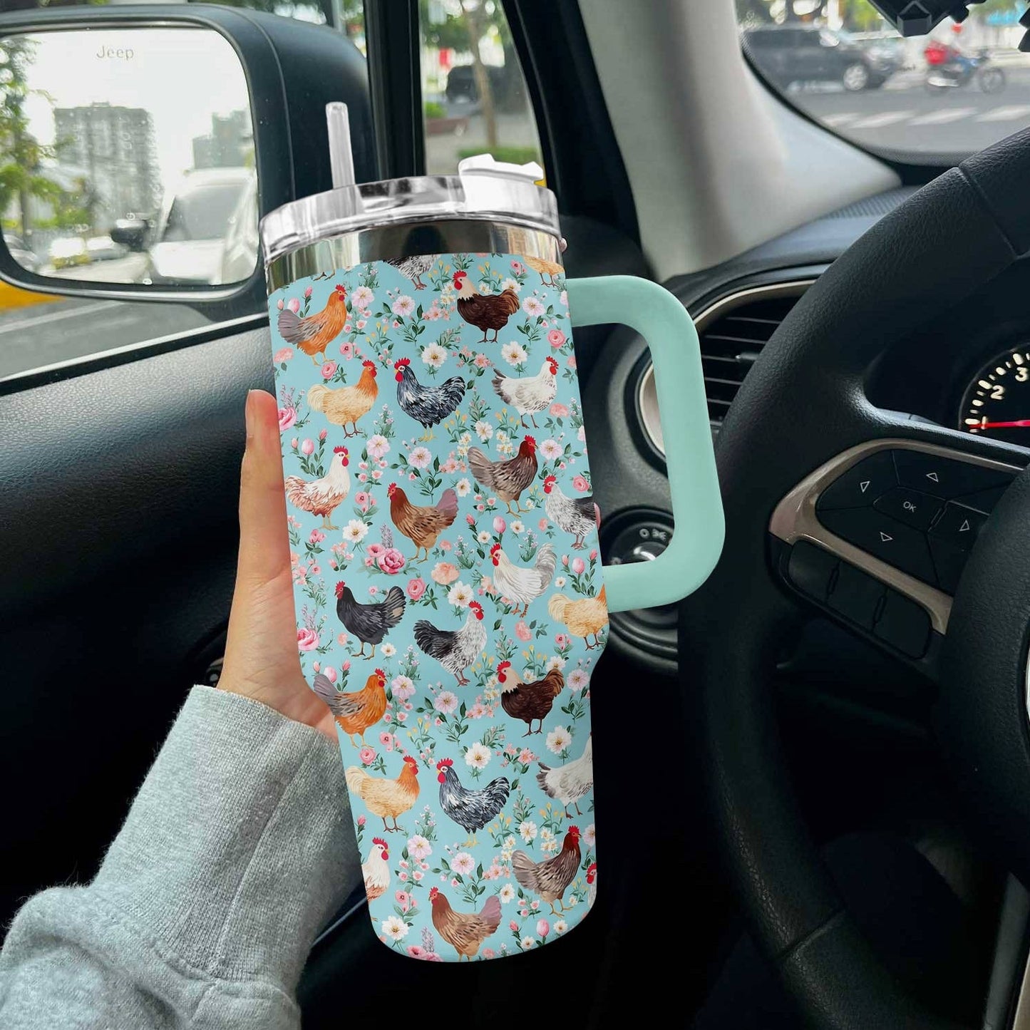 Chicken 40 Oz Shineful™ Tumbler Pretty Floral Tl10 Mint 40Oz