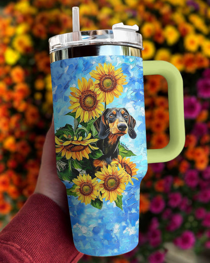 Dachshund 40 Oz Shineful™ Tumbler Sunflower Sky Mn8 Green 40Oz