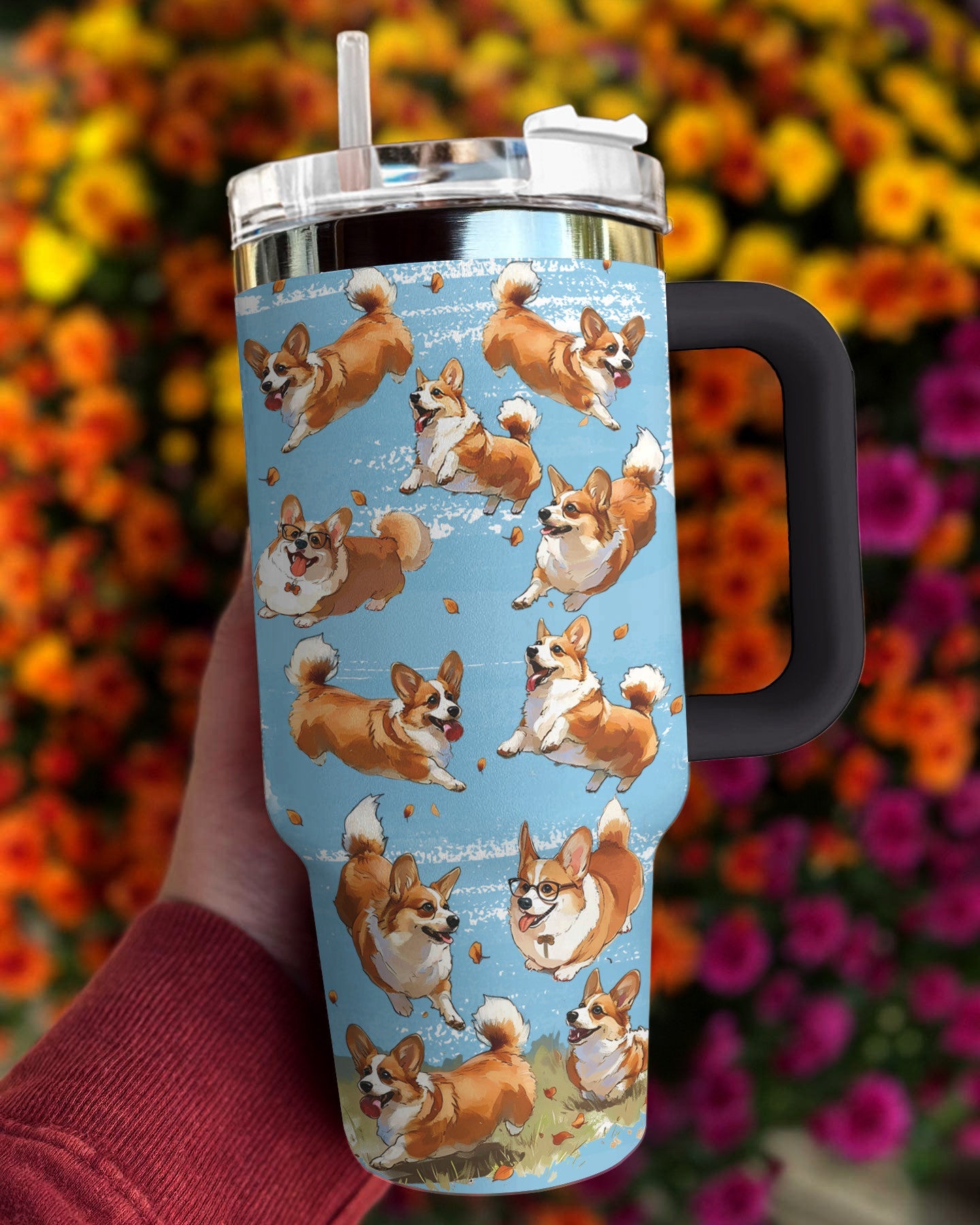 Corgi 40 Oz Shineful™ Tumbler Dynamic Corgis Mn8 Black 40Oz