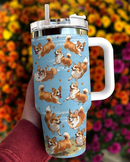 Corgi 40 Oz Shineful™ Tumbler Dynamic Corgis Mn8 White 40Oz