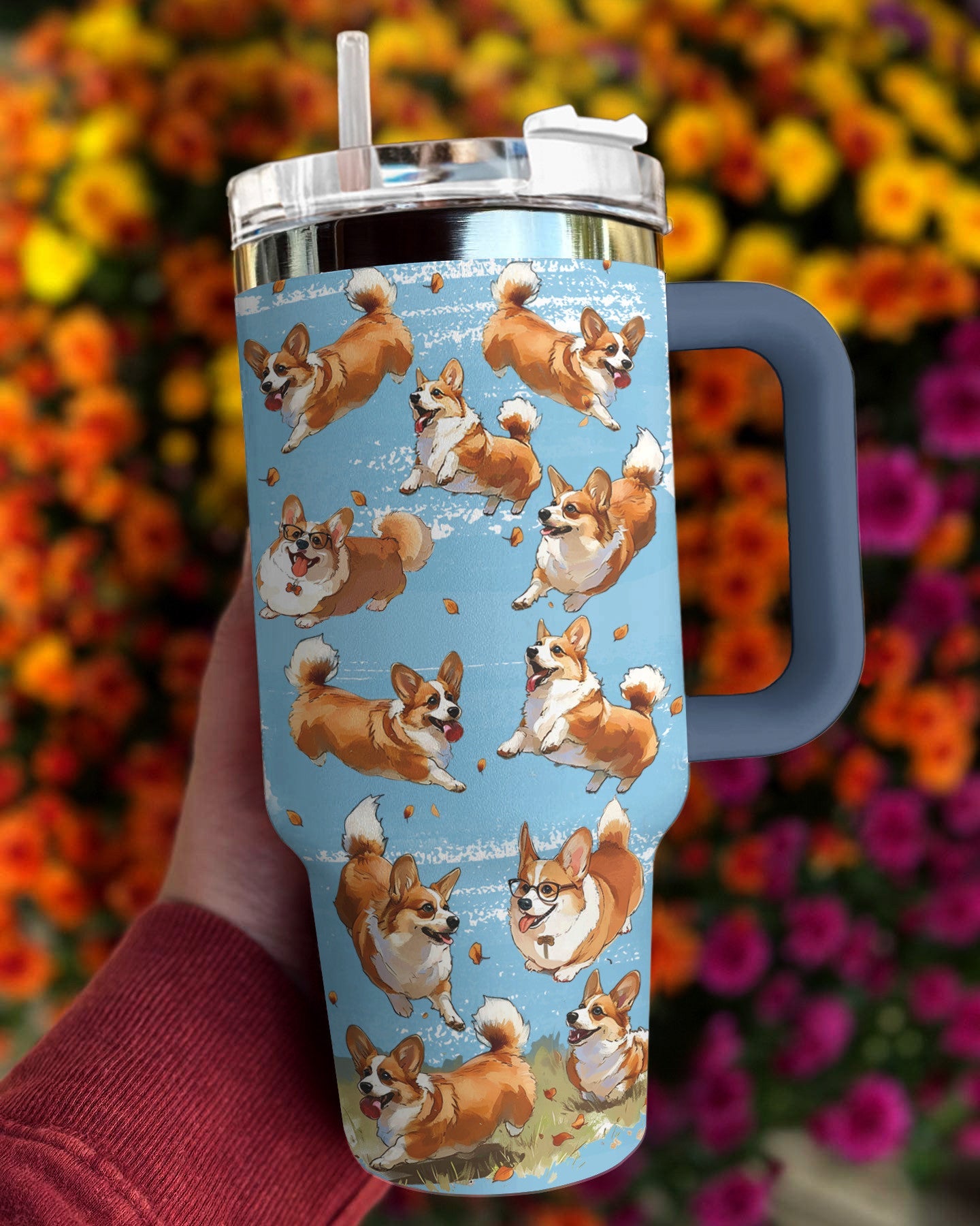 Corgi 40 Oz Shineful™ Tumbler Dynamic Corgis Mn8 Navy 40Oz