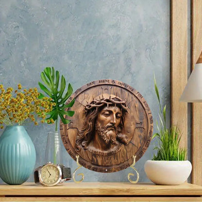 Glänzendes 2D-Holzschild, Hängedeko, Türschild, einzigartiges Jesus-Christus-Kunstwerk