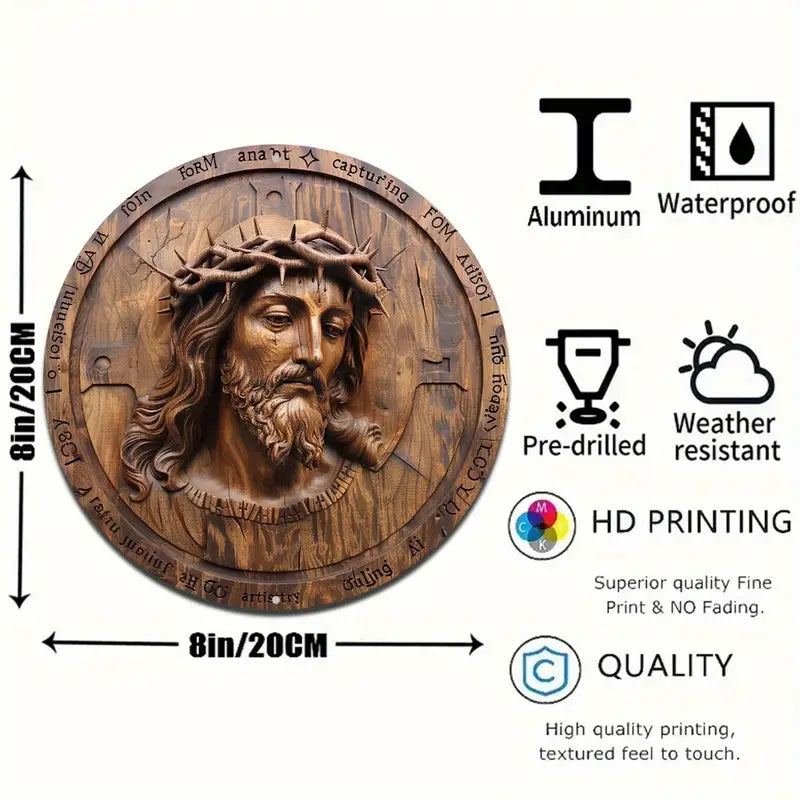 Glänzendes 2D-Holzschild, Hängedeko, Türschild, einzigartiges Jesus-Christus-Kunstwerk