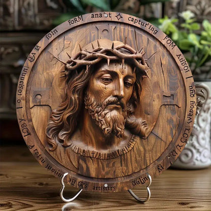 Glänzendes 2D-Holzschild, Hängedeko, Türschild, einzigartiges Jesus-Christus-Kunstwerk