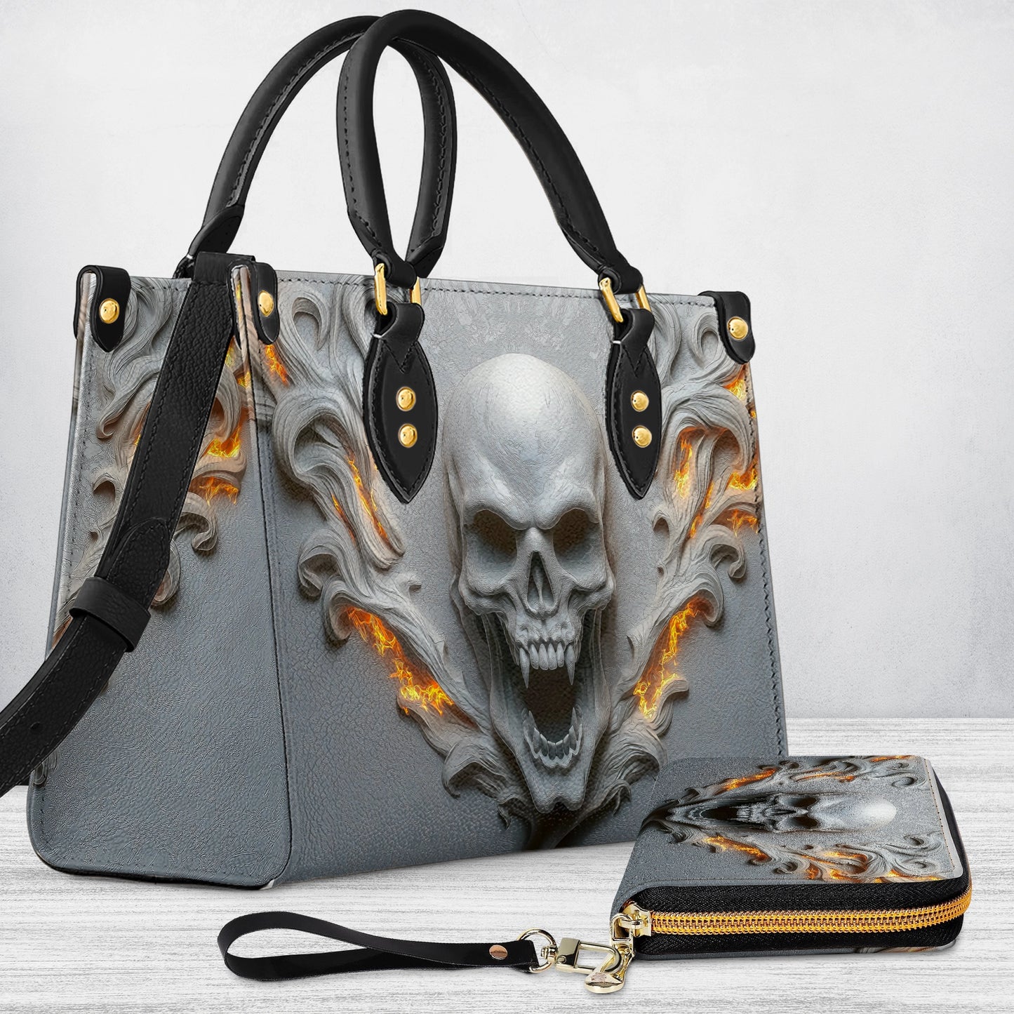 Shineful Leather Bag Skull Burning Soul