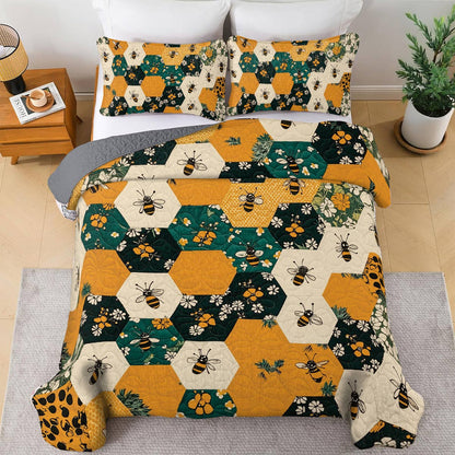 Shineful All Season Quilt 3-Piece Set - Honeycomb Haven