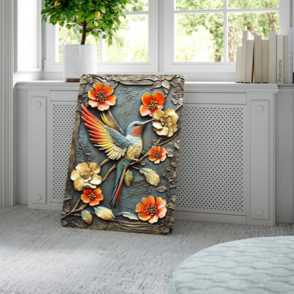 Shineful 2D Metal Sign Hummingbird Blossom