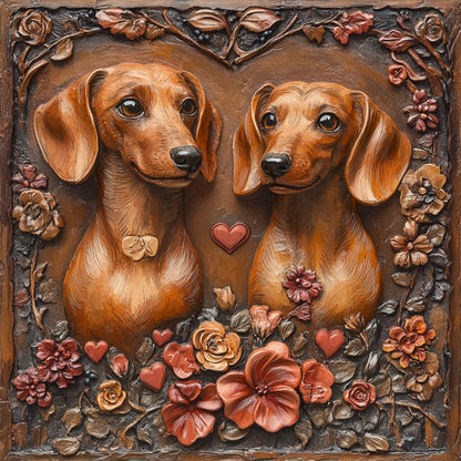 Shineful 2D Metal Sign Dachshund Love Bloom