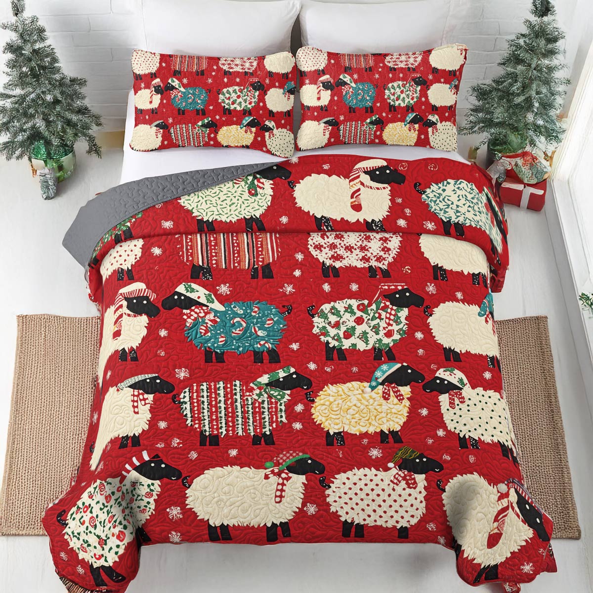 Shineful All Season Quilt 3-Piece Set - Christmas Sheep