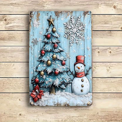 Shineful 2D Metal Sign Happy Snowman Christmas