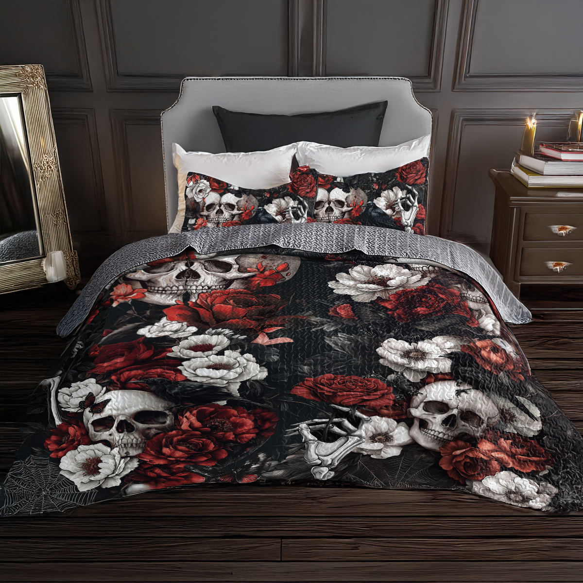 Shineful All Season Quilt 3-Piece Set Haunting Gothic Love