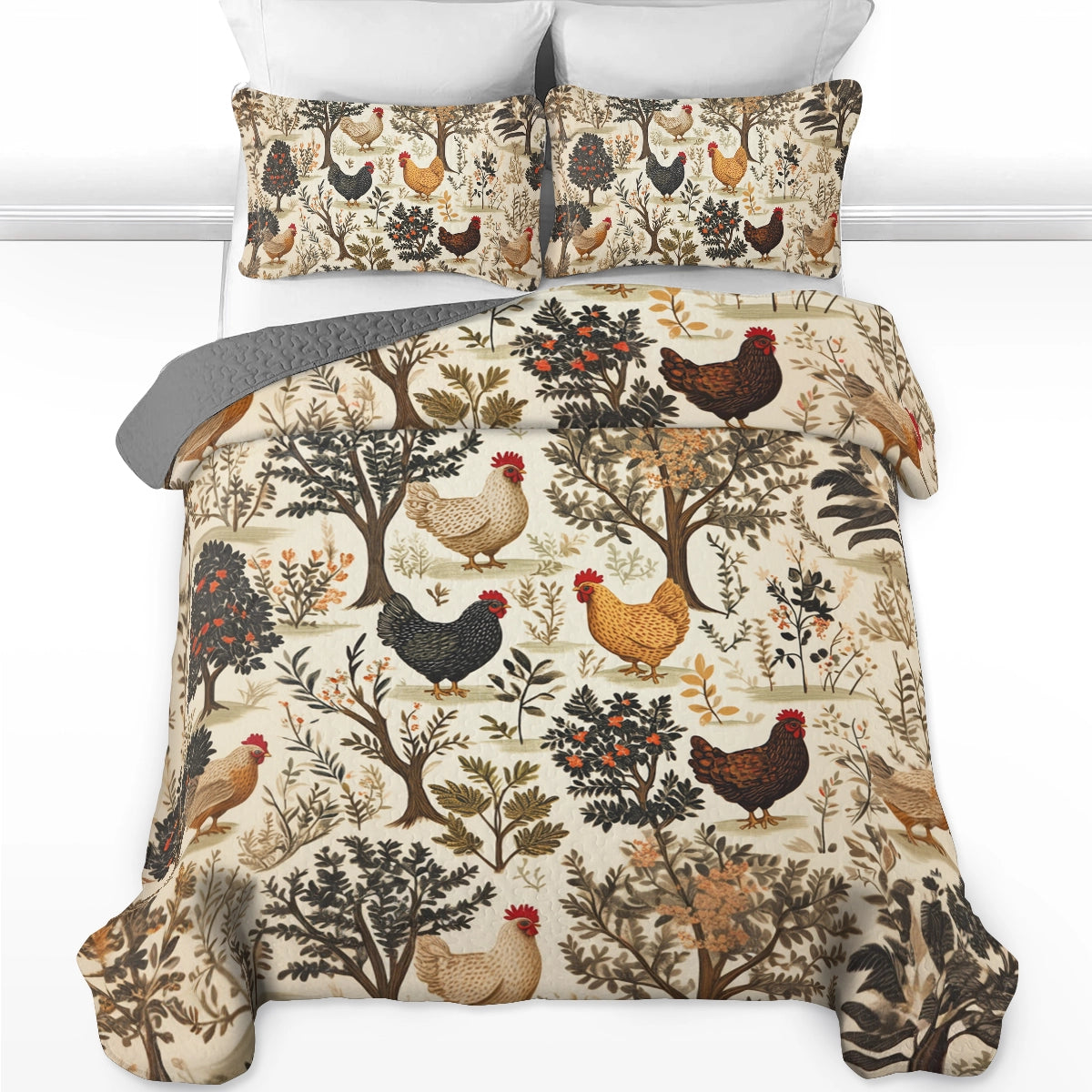 Shineful All Season Quilt 3-Piece Set Chicken Country Harvest