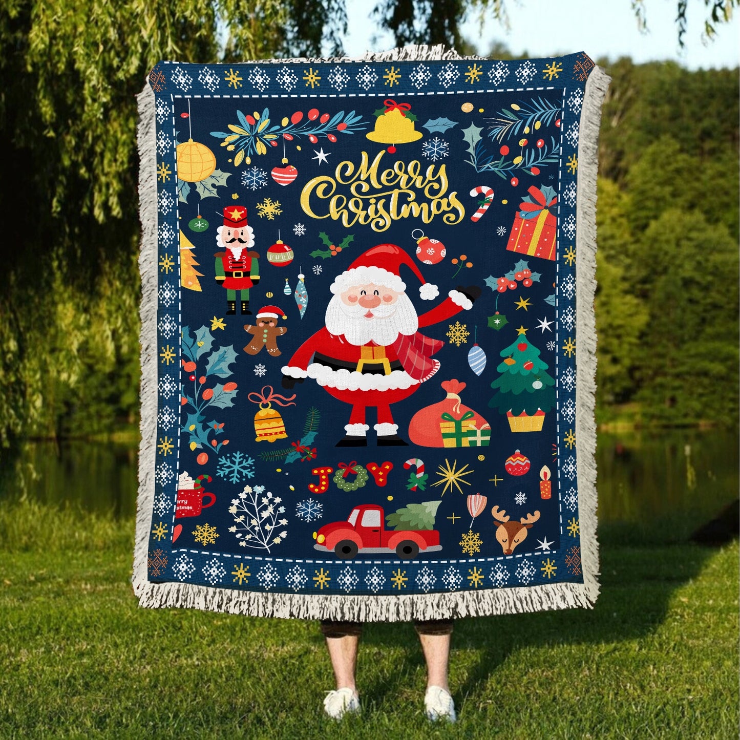 Shineful Woven Tapestry Throw Blanket - Christmas Festive Cheer