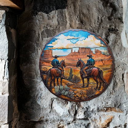 Shineful 2D Metal Sign Cowboy Vista Round