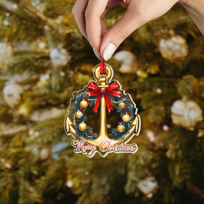 Shineful Acrylic Ornament Sailing Golden Anchor Christmas