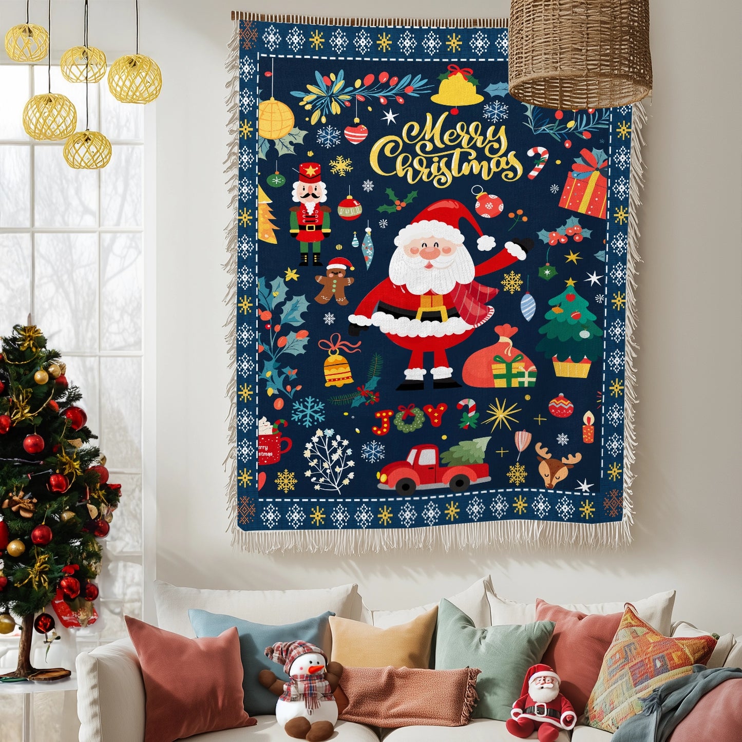 Shineful Woven Tapestry Throw Blanket - Christmas Festive Cheer