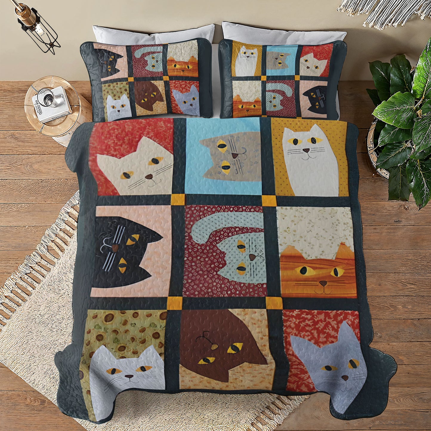 Shineful All Season Quilt 3-Piece Set Feline Fun