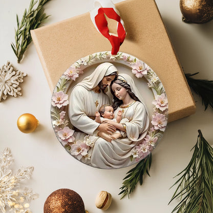 Shineful 2D Acrylic Ornament Holy Family Floral Wreath