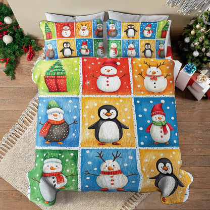 Shineful All Season Quilt 3-Piece Set Cozy Penguins