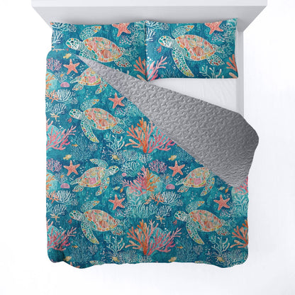 Shineful All Season Quilt 3-Piece Set - Sea Turtle Ocean Dream