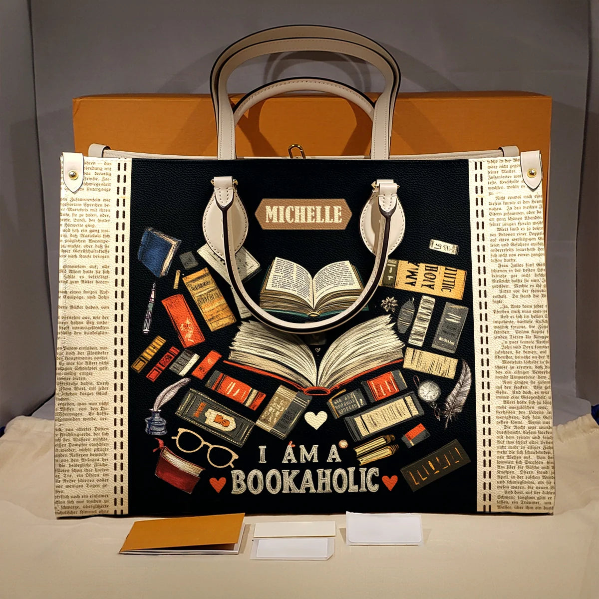 Glänzende Ledertasche Lesen Bookaholic