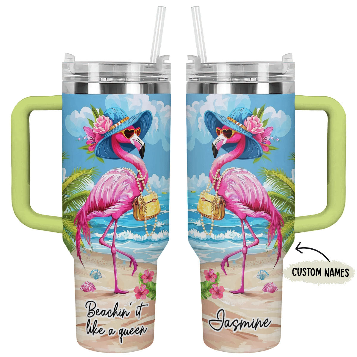 Shineful Tumbler Personalized Queen Flamingo