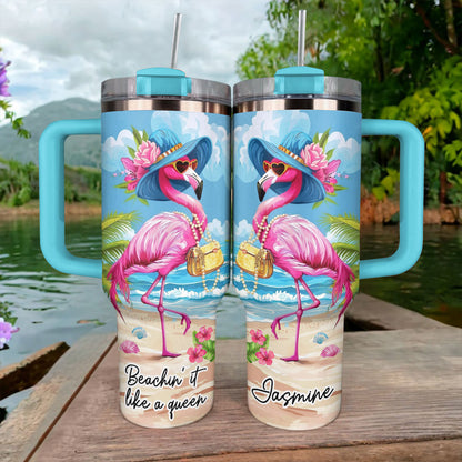 Shineful Tumbler Personalized Queen Flamingo