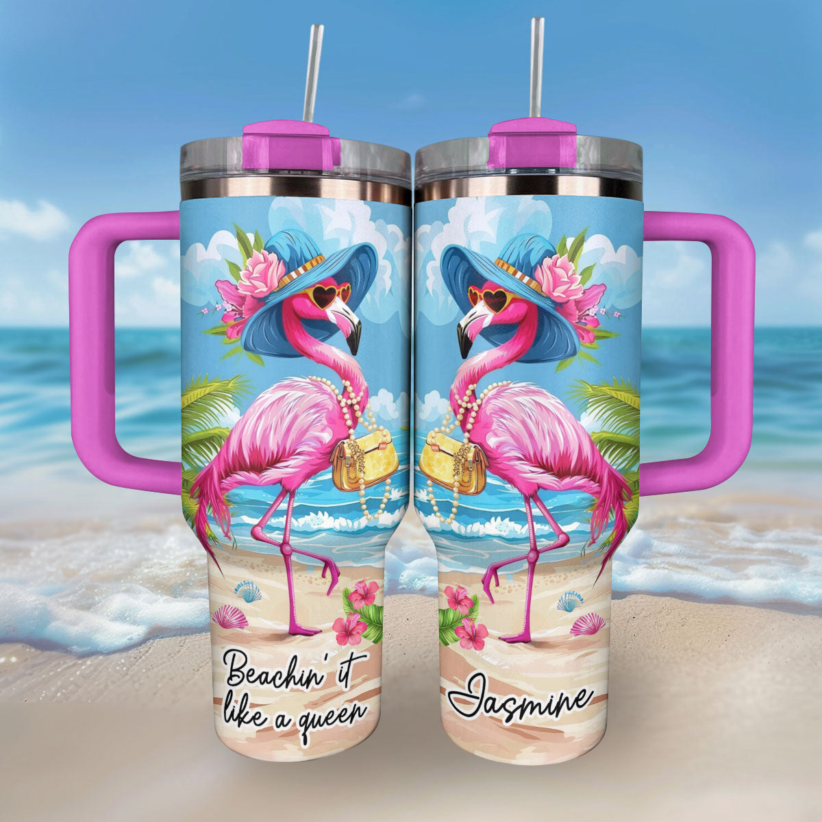 Shineful Tumbler Personalized Queen Flamingo