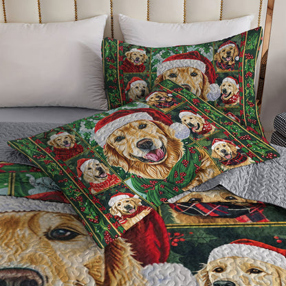 Shineful All Season Quilt 3-Piece Set Jolly Golden Retriever