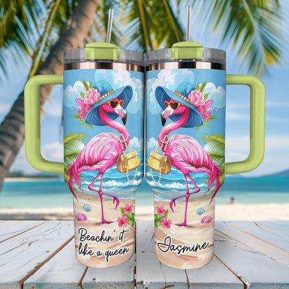 Shineful Tumbler Personalized Queen Flamingo