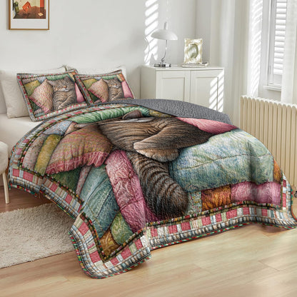 Ensemble de courtepointe toutes saisons Shineful 3 pièces Cozy Cat Dreams