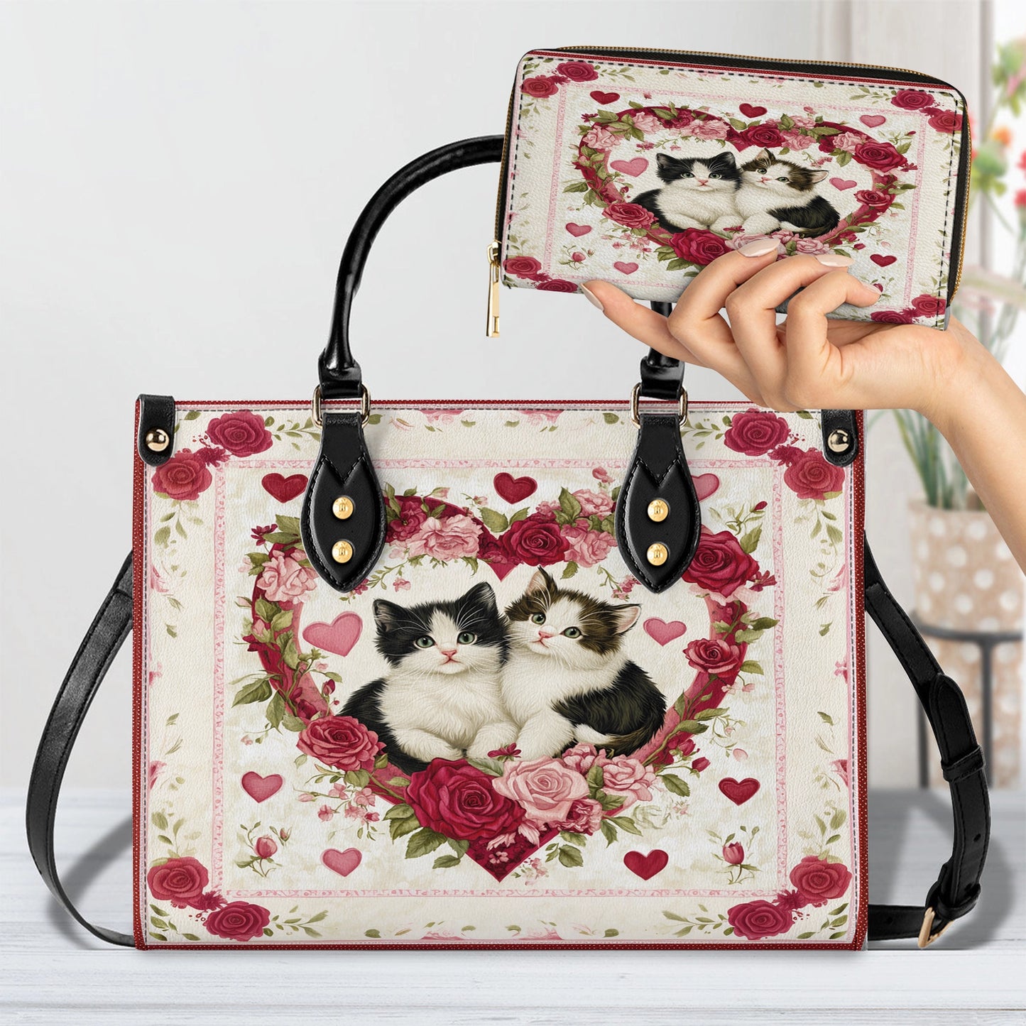 Shineful Leather Bag Kitten Love Blossom