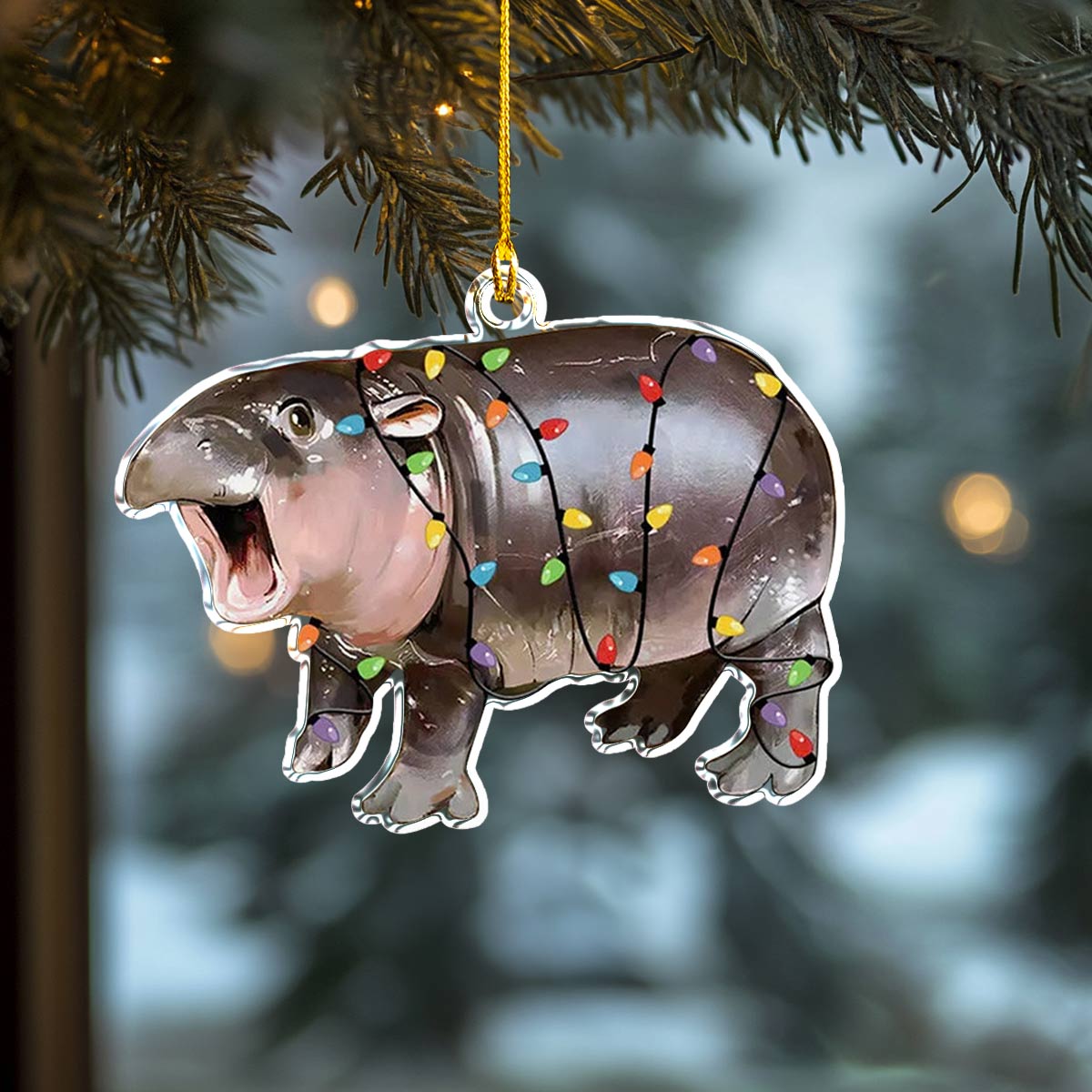 Shineful 2D Acrylic Ornament Baby Hippo Moo