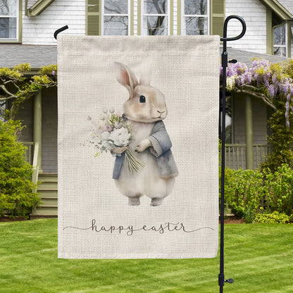 Shineful Garden Flag 12" x 18" Rustic Bunny Blooms