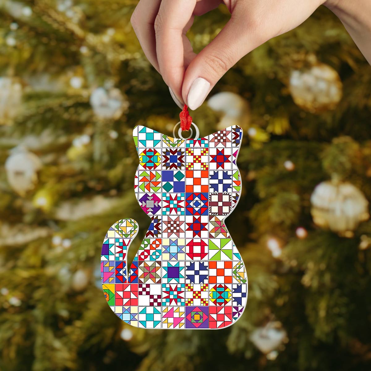 Shineful Acrylic Ornament Quilt Block Cat